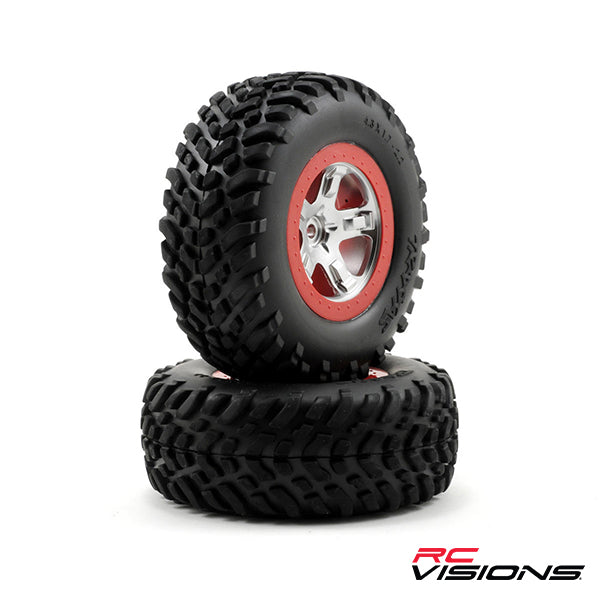 Traxxas 2.2/3.0 Tire w/SCT Rear Wheel (2) (Satin Chrome) (Standard) - Wheel/Tires - Traxxas