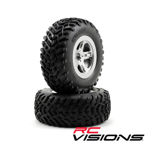 Traxxas 2.2/3.0 Tire w/SCT Front Wheel (2) (Satin Chrome) (Standard) - Remote Control Toys - Traxxas