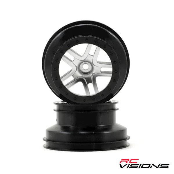 Traxxas Dual Profile Split-Spoke SCT Wheels (Satin Chrome/Black-2) (Slash Front) 12mm Hex -  - Traxxas