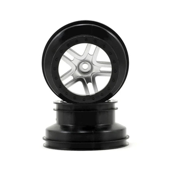 Traxxas Dual Profile Split-Spoke SCT Wheels (Satin Chrome/Black-2) (Slash Front) 12mm Hex -  - Traxxas