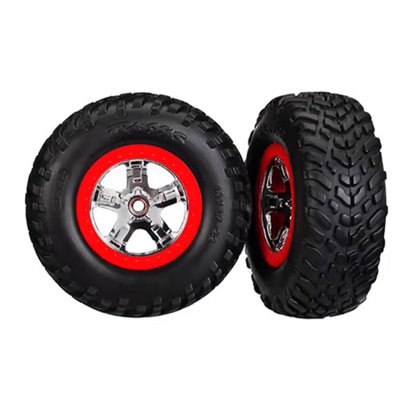 Traxxas Tires/Wheels Assembled Glued SCT Chrome Wheels - Wheel/Tires - Traxxas