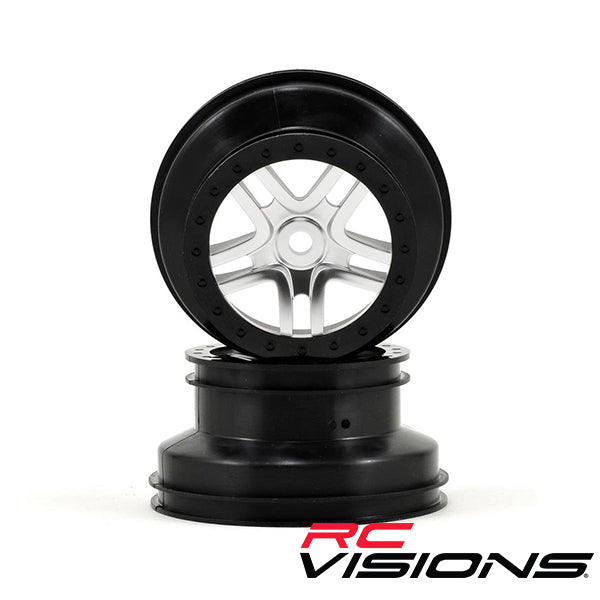 Traxxas Dual Profile Split-Spoke SCT Wheels (Satin Chrome/Black-2) (Slayer Pro) 14mm Hex - Remote Control Toys - Traxxas
