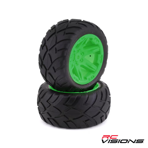 Traxxas Anaconda 2.8" Pre-Mounted Tires w/RXT Electric Rear Wheels (2) (Green) w/12mm Hex -  - Traxxas