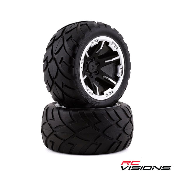 Traxxas Anaconda 2.8" Pre-Mounted Tires w/RTX Electric Rear Wheels (2) (Black Chrome) - Wheel/Tires - Traxxas