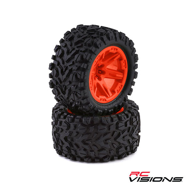 Traxxas Talon EXT TSM 2.8" Pre-Mounted Tires w/RXT Wheels (2) (Orange) - Wheel/Tires - Traxxas