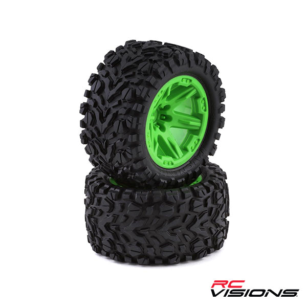 Traxxas Talon EXT TSM 2.8" Pre-Mounted Tires w/RXT Wheels (2) (Green) - Remote Control Toys - Traxxas