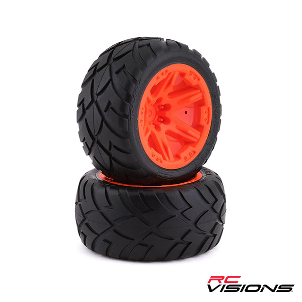 Traxxas Anaconda 2.8" Pre-Mounted Tires w/RXT Wheels (2) (Orange) w/12mm Hex - Remote Control Toys - Traxxas