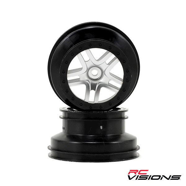 Traxxas Dual Profile Split-Spoke SCT Wheels (Satin Chrome/Black-2) (Slash Rear) 12mm Hex - Wheel/Tires - Traxxas