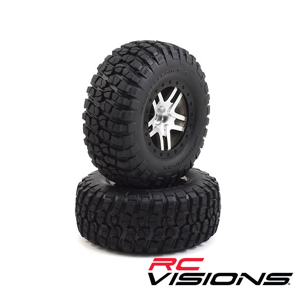 Traxxas BFGoodrich Mud TA Rear Tires (2) (Satin Chrome) (Standard) w/Split-Spoke Rear Wheel - Remote Control Toys - Traxxas