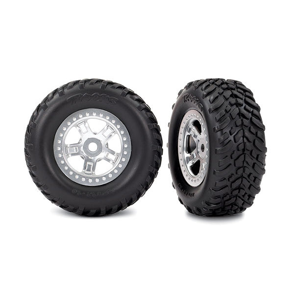 Traxxas Pre-Mounted SCT Off-Road Tire (Satin Chrome) (2) - Remote Control Toys - Traxxas