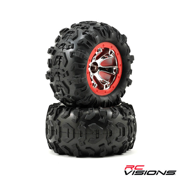 Traxxas Pre-Mounted Canyon AT Tires (Geode Beadlock) (2) (Chrome/Red) - Remote Control Toys - Traxxas
