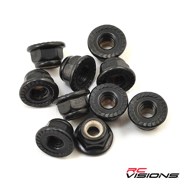 Traxxas 4-Tec 2.0 Serrated Flanged Nylon Locking Nut (Black) (10) - Remote Control Toys - Traxxas
