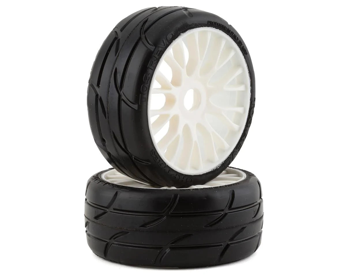 GRP Tires GT - TO3 Revo Belted Pre-Mounted 1/8 Buggy Tires (White) (2) (XM3) w/RIGID Wheel -  - AMain Distributing