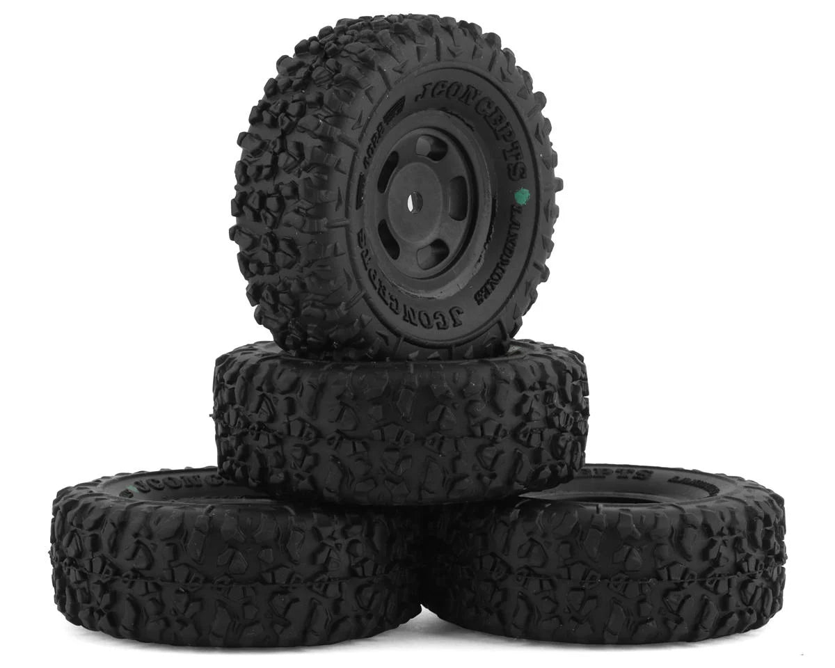 JConcepts Landmines 1.0" Pre-Mounted Tires w/Glide 5 Wheels (Black) (4) (Green) w/7mm Hex -  - AMain Distributing