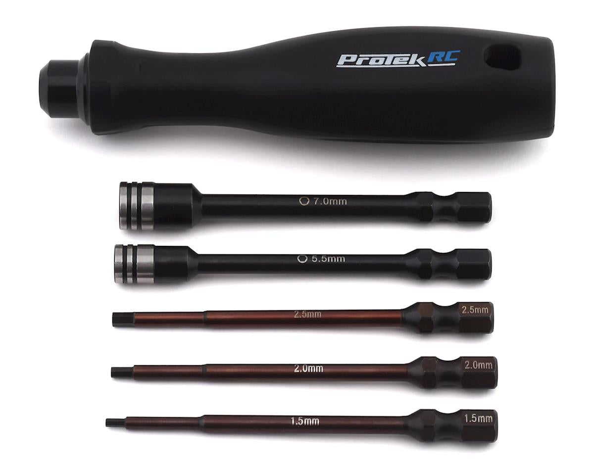 ProTek RC "TruTorque" 5-Piece 1/4" Drive Hex & Nut Driver Set (1.5, 2.0, 2.5mm Hex & 5.5, 7mm Nut Driver) -  - AMain Distributing