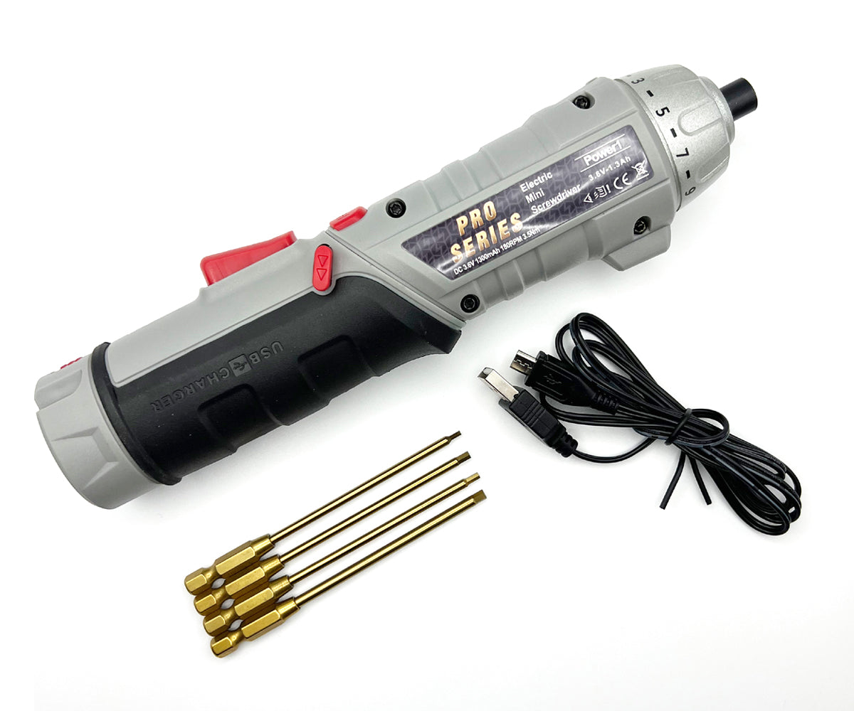 RACER EDGE Cordless Drill with Clutch & Metric Tip Set (1.5/2.0/2.5/3mm) -  - HRP Distributing, Inc.