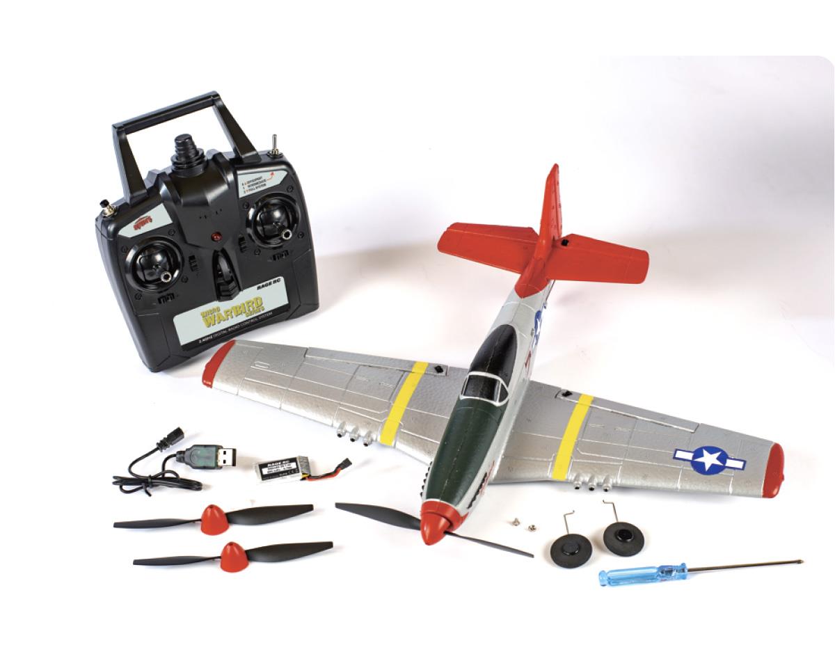 RAGE P-51D Mustang RTF Electric Airplane (400mm) -  - HRP Distributing, Inc.