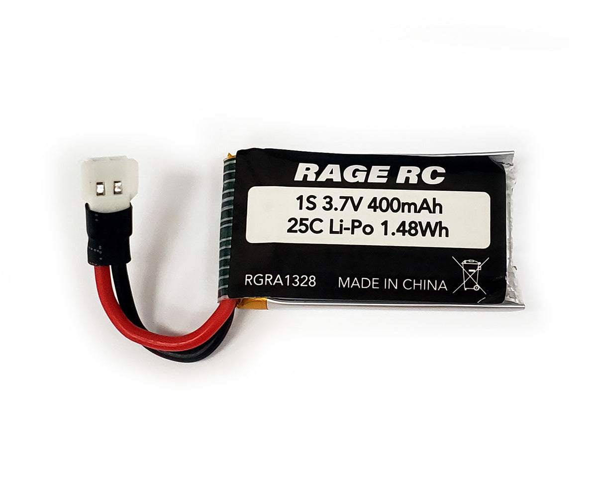 Rage RC 3.7V 400mAh 25C LiPo Battery; Micro Warbirds, Tempest 600, Super Cub MX - Battery - HRP Distributing, Inc.