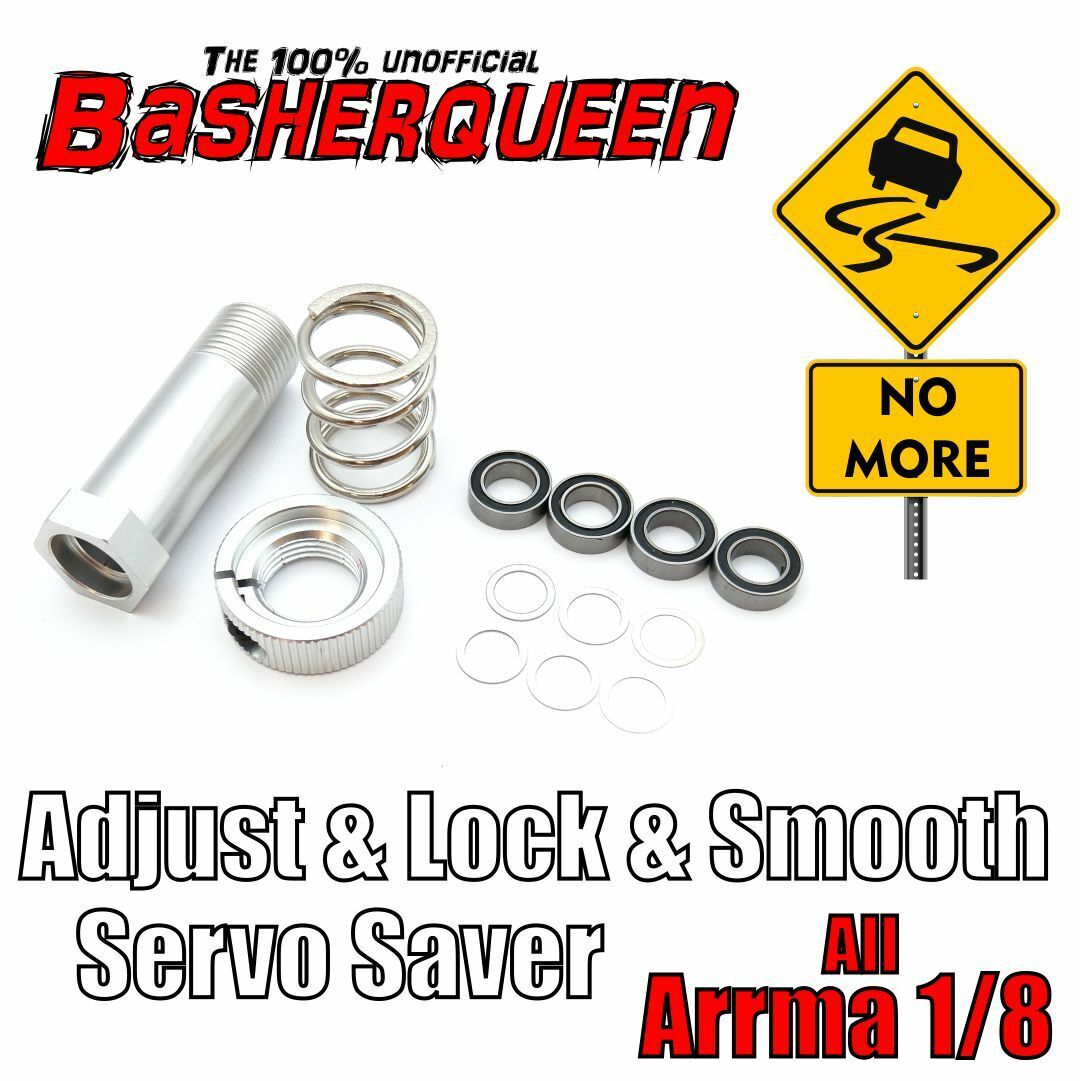 Basherqueen Adjustable Lockable Servo Saver Kit Arrma 1/8 1/7 EXB Bearings Shims -  - BASHERQUEEN