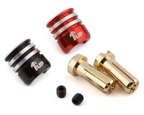 1UP Racing Heatsink Bullet Plug Grips w/5mm Bullets (Black/Red) - Parts - AMain Distributing