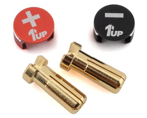 1UP Racing LowPro Bullet Plug Grips w/5mm Bullets (Black/Red) -  - AMain Distributing