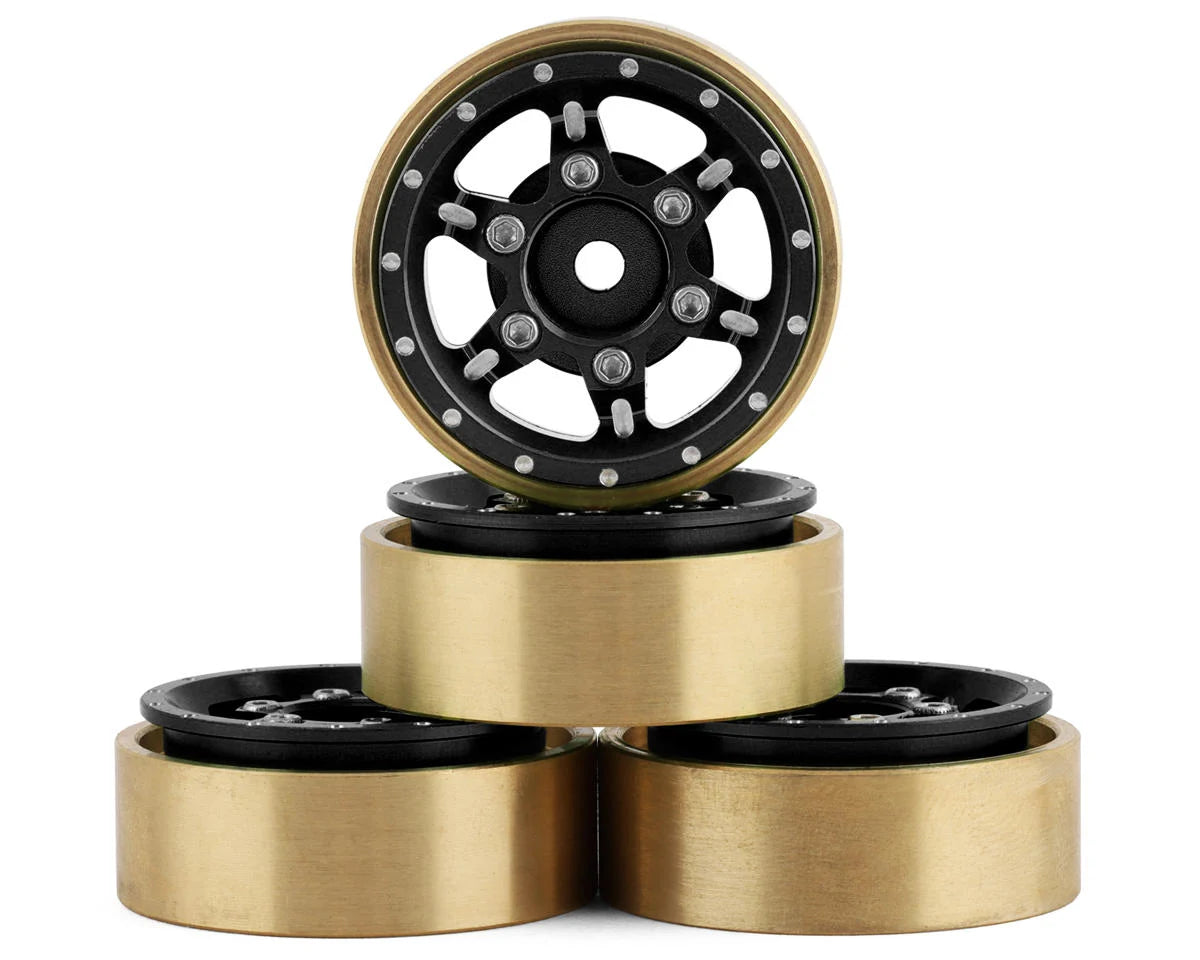 Samix SCX24 Aluminum & Brass Adjustable Offset 1.0" Beadlock Wheels (4) - Parts - AMain Distributing