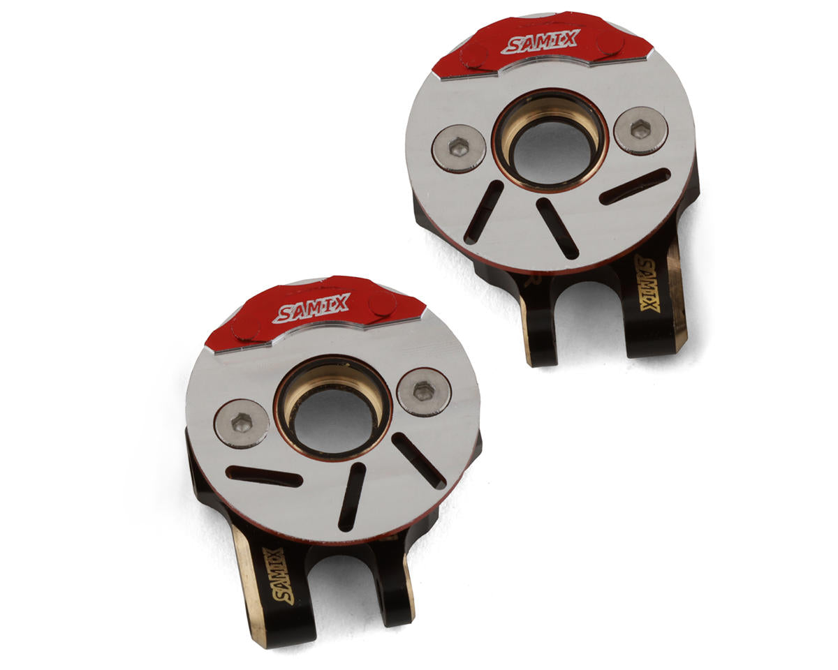 Samix TRX-4M Brass Heavy Steering Knuckle Set w/Scale Brake Rotor/Caliper (22g) -  - AMain Distributing