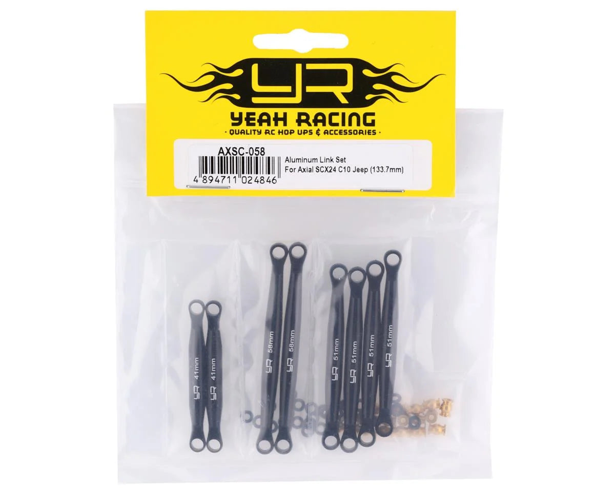 Yeah Racing Axial SCX24 C10 Aluminum Suspension Links (Black) (133.7mm Wheelbase) -  - AMain Distributing