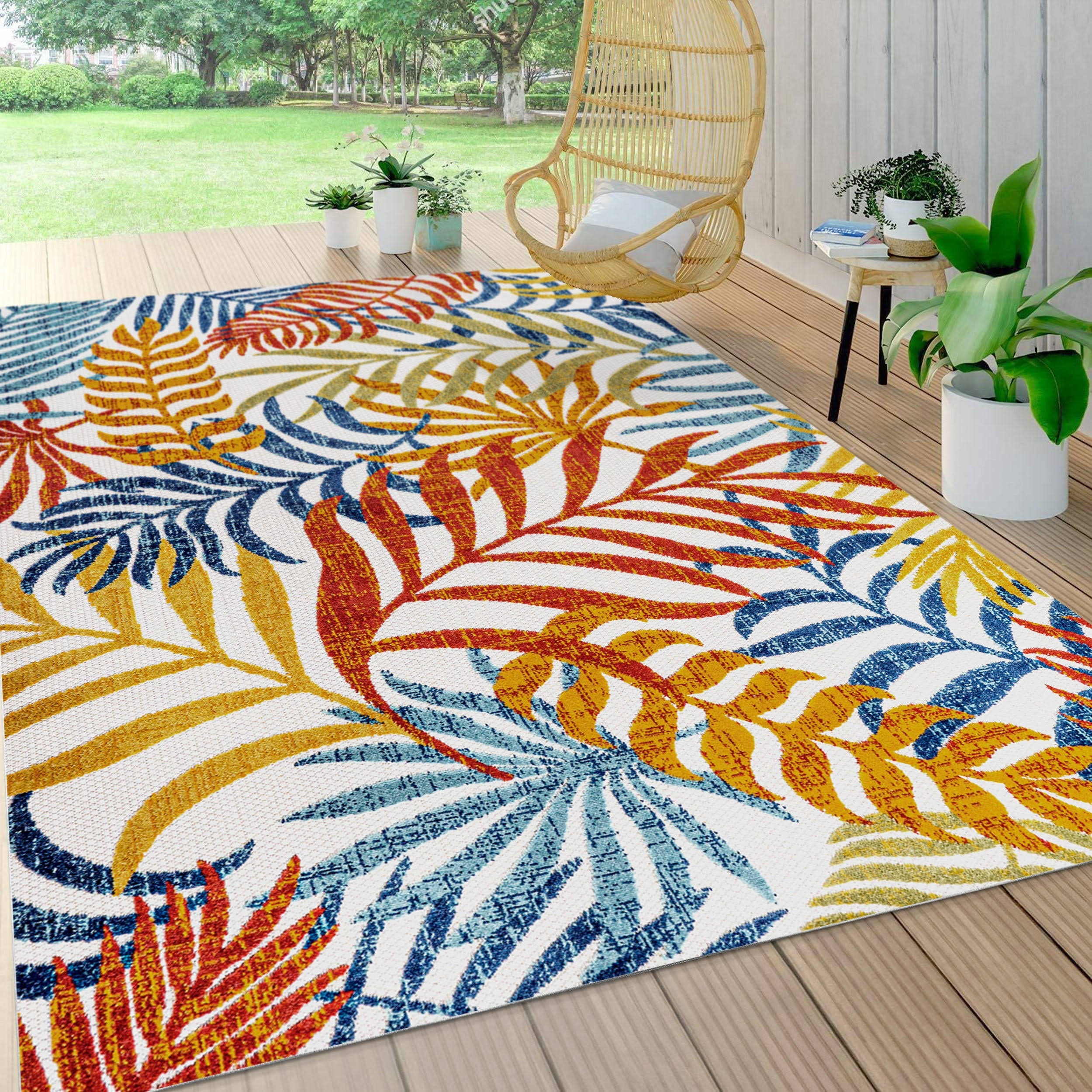 Jonathan Y Tropics Palm Leaves Cream/Orange 4 ft. x 6 ft. Indoor/Outdoor Area Rug VM_8ARDU63C Jonathan Y Tropics Palm Leaves Cream/Orange 4 ft. x 6 ft. Indoor/Outdoor Area Rug VM_8ARDU63C