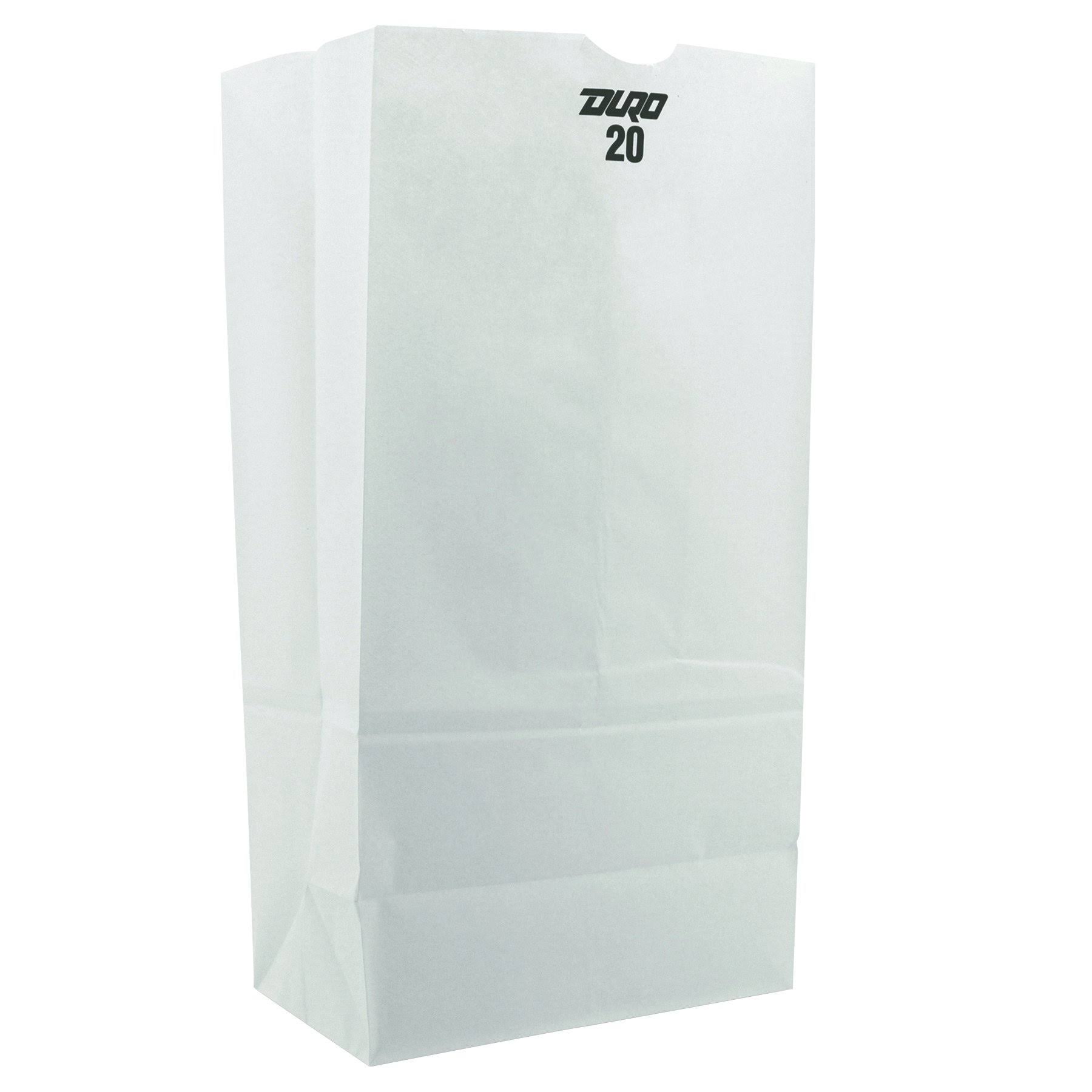 #20 Paper Grocery Bag, 40lb White, Standard 8 1/4 x 5 5/16 x 16 1/8, 500 Bags 7W_SXPZZSYK