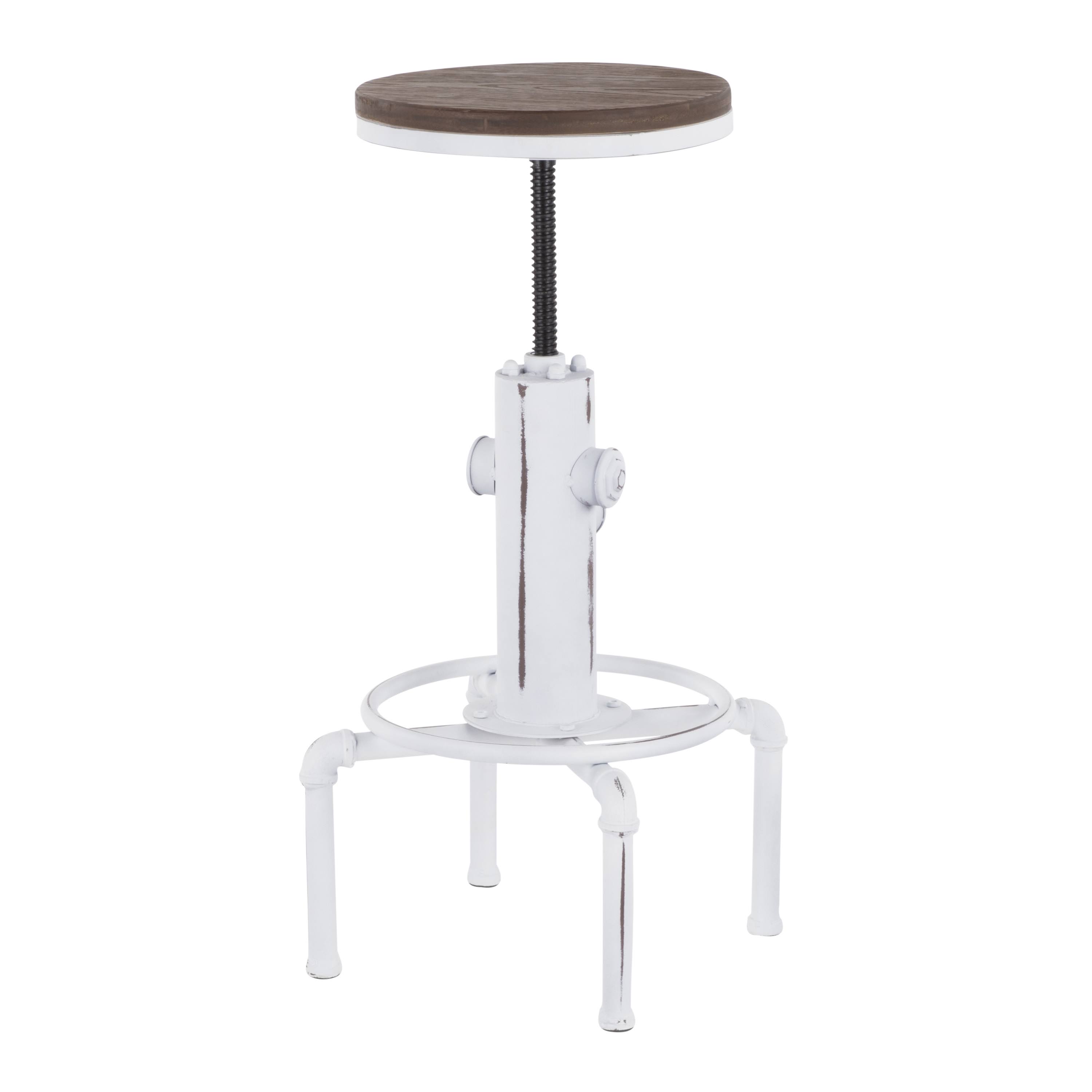 LumiSource Hydra Barstool - Vintage White Metal, Brown Bamboo YF_4SDND1T6 LumiSource Hydra Barstool - Vintage White Metal, Brown Bamboo YF_4SDND1T6