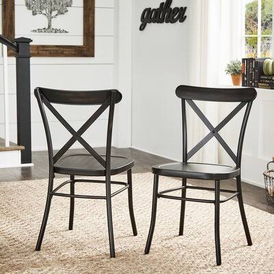 Arisa Metal Cross Back Side Chair Winston Porter Color Antique Black ZP_KPP2NRGB Arisa Metal Cross Back Side Chair Winston Porter Color Antique Black ZP_KPP2NRGB