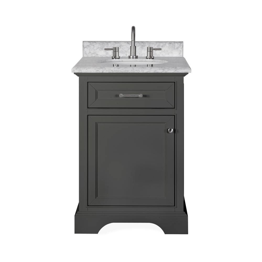 Home Decorators Collection Windlowe 24 in. W x 22 in. D x 35 in. H Bath Vanity in Gray with Carrara Marble Vanity Top in White w SD_U2O5TYZZ Home Decorators Collection Windlowe 24 in. W x 22 in. D x 35 in. H Bath Vanity in Gray with Carrara Marble Vanity Top in White w SD_U2O5TYZZ