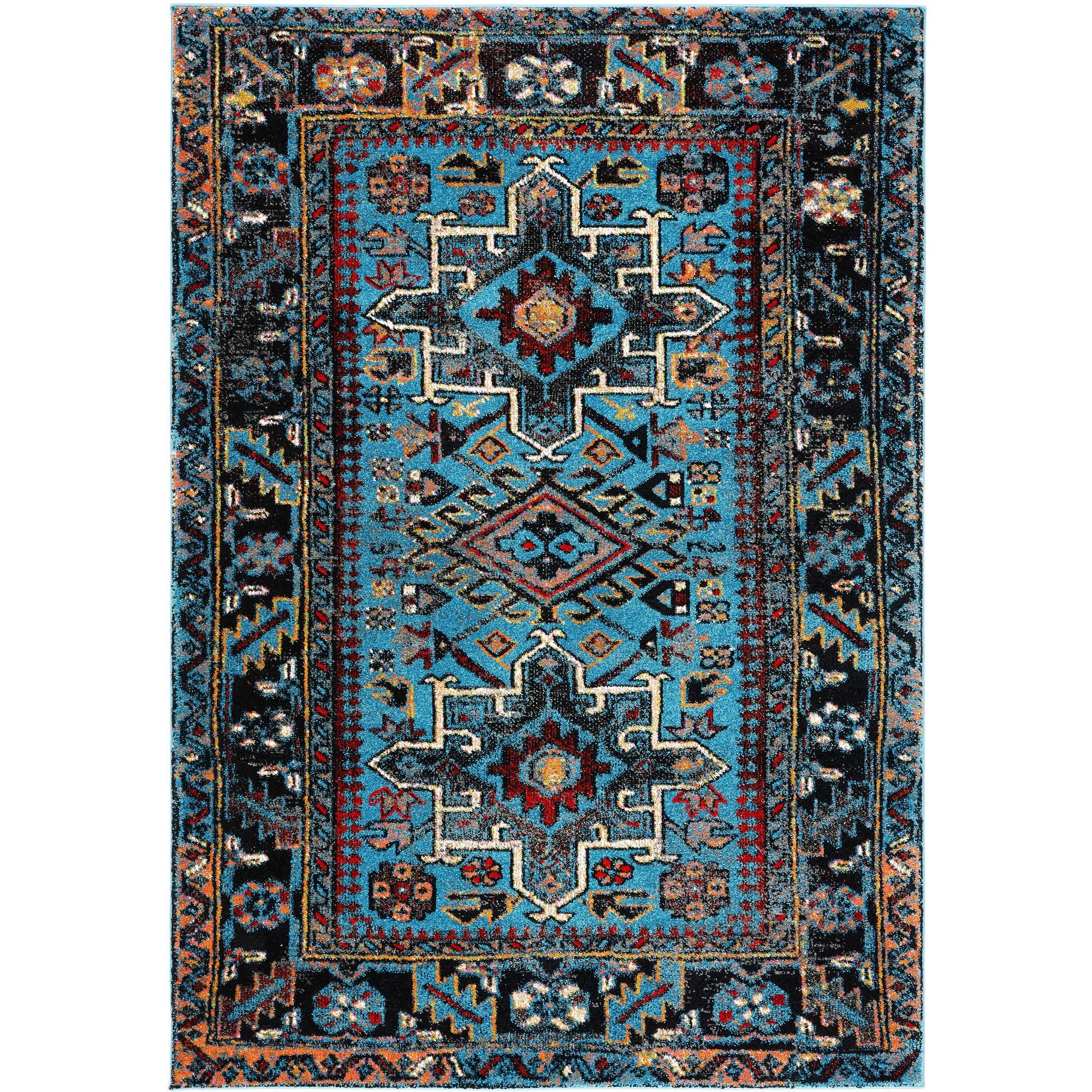 Safavieh Vintage Hamadan Rug Collection VTH211M - Light Blue / Black - 4' x 6' 3J_OUF8AKP6