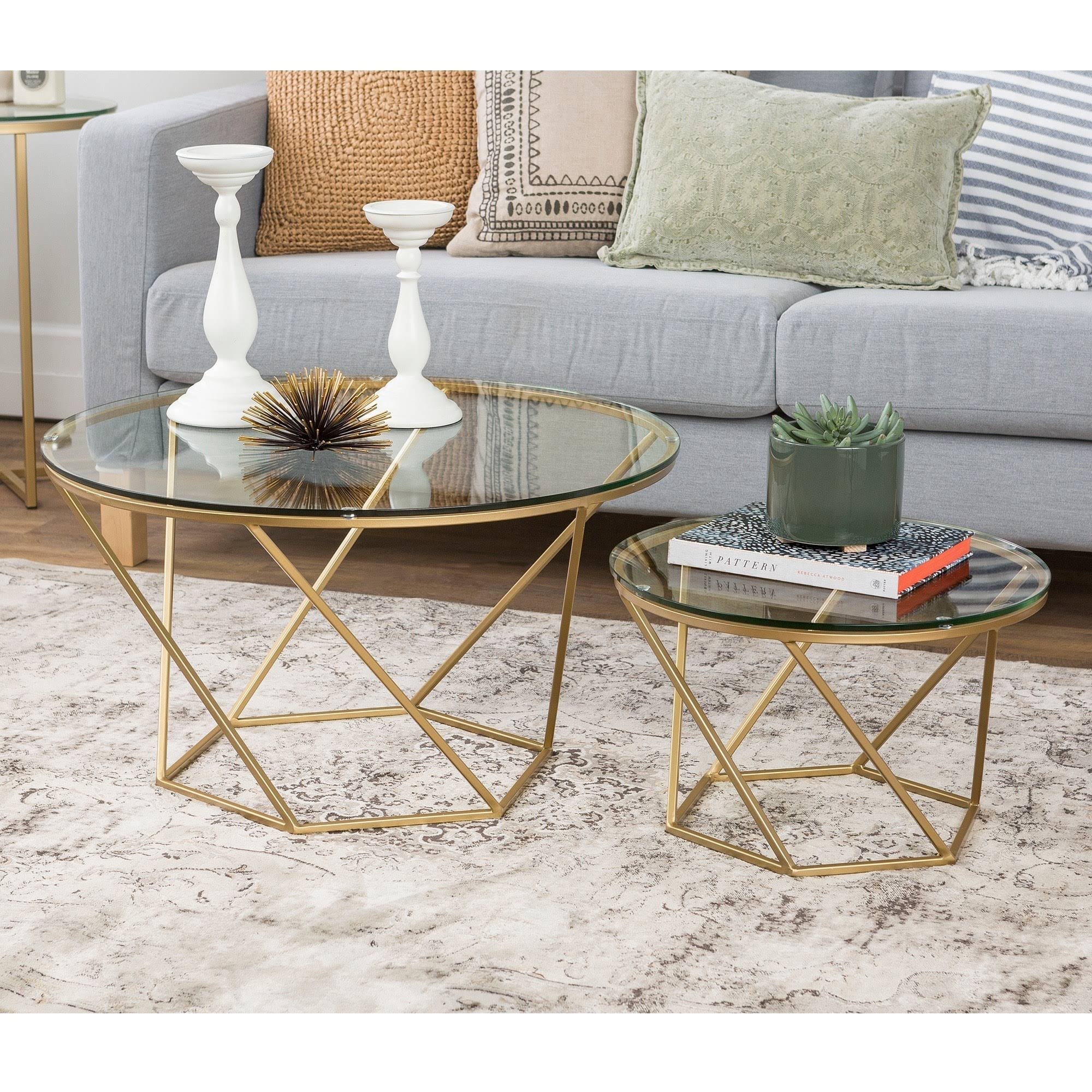 Silver Orchid Grant Geometric Glass Nesting Coffee Tables (Gold) LO_CZ8AXDJX Silver Orchid Grant Geometric Glass Nesting Coffee Tables (Gold) LO_CZ8AXDJX
