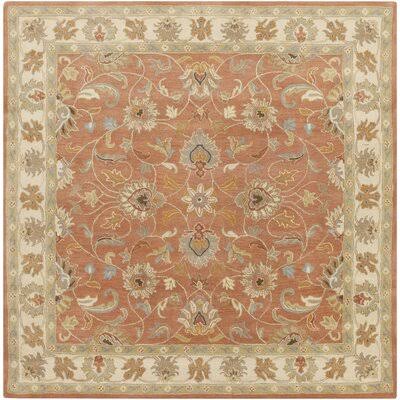 Birch Lane Heritage Arden Floral Hand-Tufted Wool Burnt Orange Area Rug Rug Size: Square 9'9 QA_2HZR8RT7