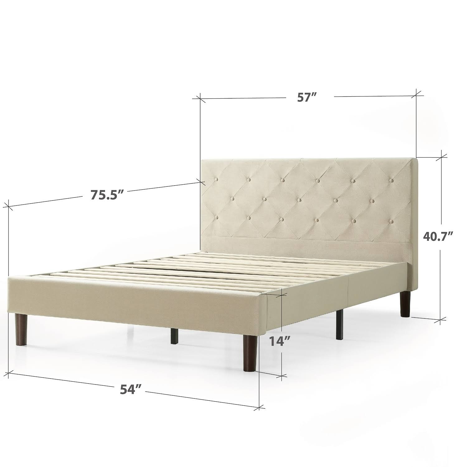 Priage by Zinus Beige Upholstered Diamond Stitched Platform Bed Frame - Full 9L_JD0MARP8 Priage by Zinus Beige Upholstered Diamond Stitched Platform Bed Frame - Full 9L_JD0MARP8