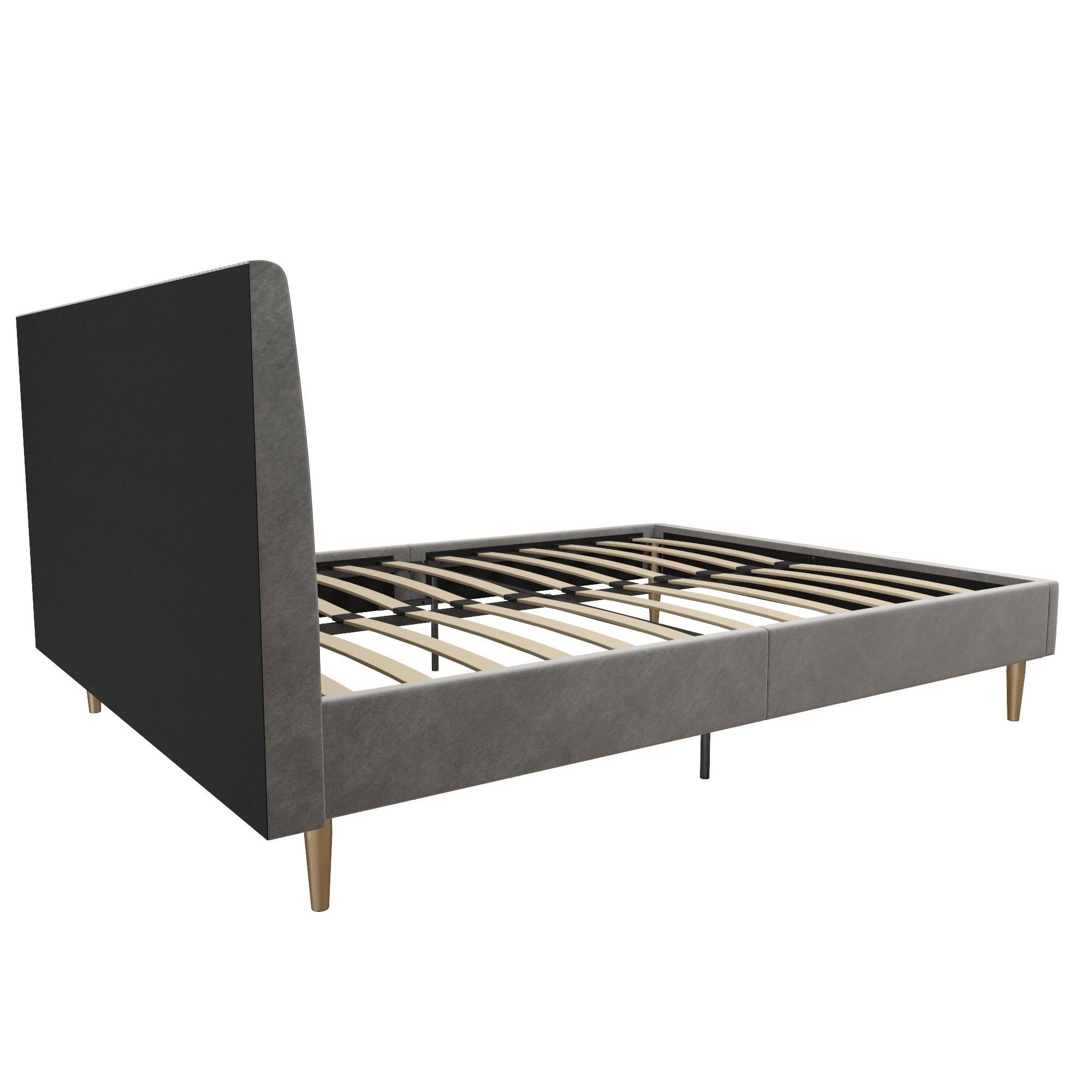 Mr. Kate Daphne Light Gray Velvet Upholstered Full Bed with Headboard and Modern Platform Frame LF_Q6WZ84CO