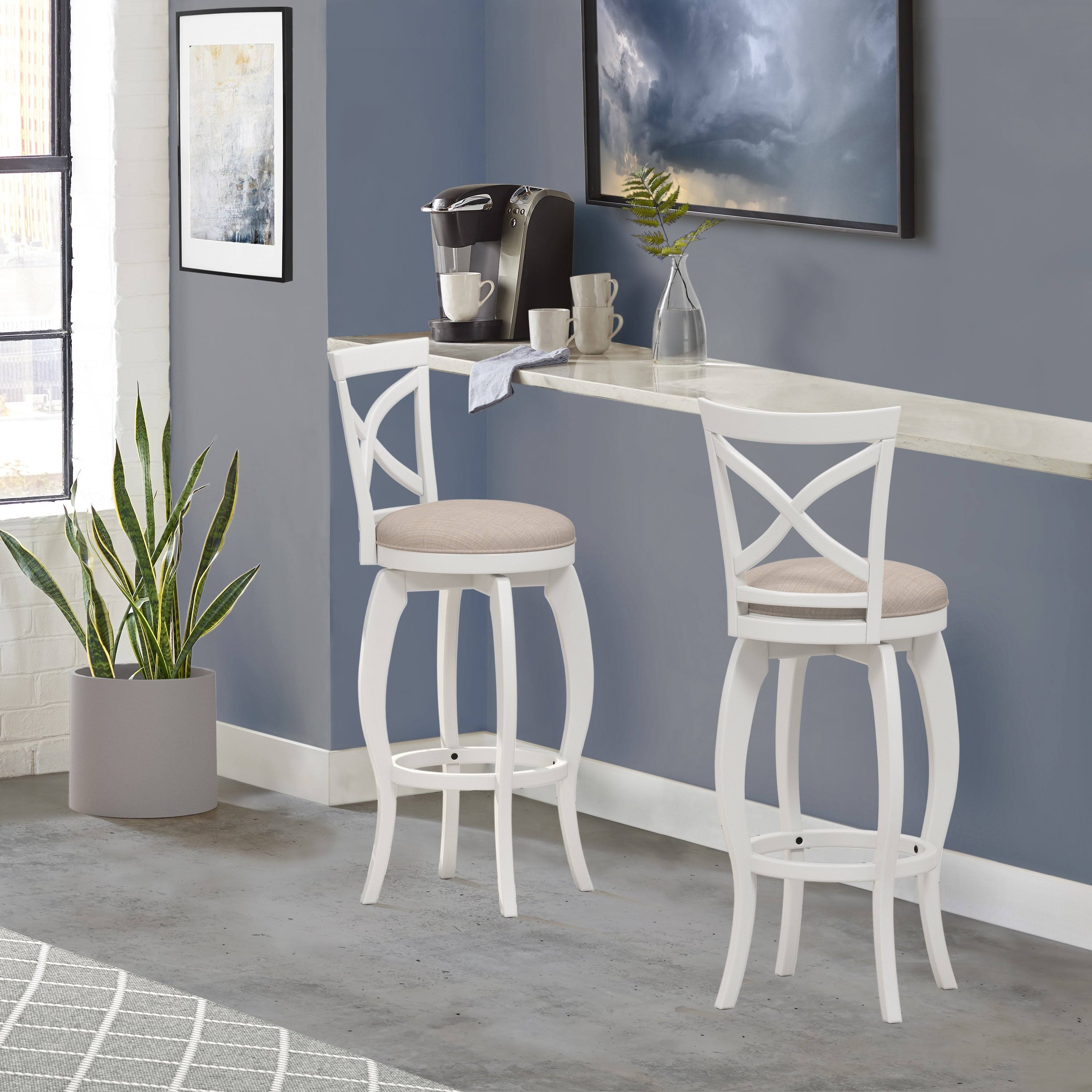 The Gray Barn Chatterly Wood Swivel Stool - Bar Height - White and Beige TX_LDBDSKI7 The Gray Barn Chatterly Wood Swivel Stool - Bar Height - White and Beige TX_LDBDSKI7
