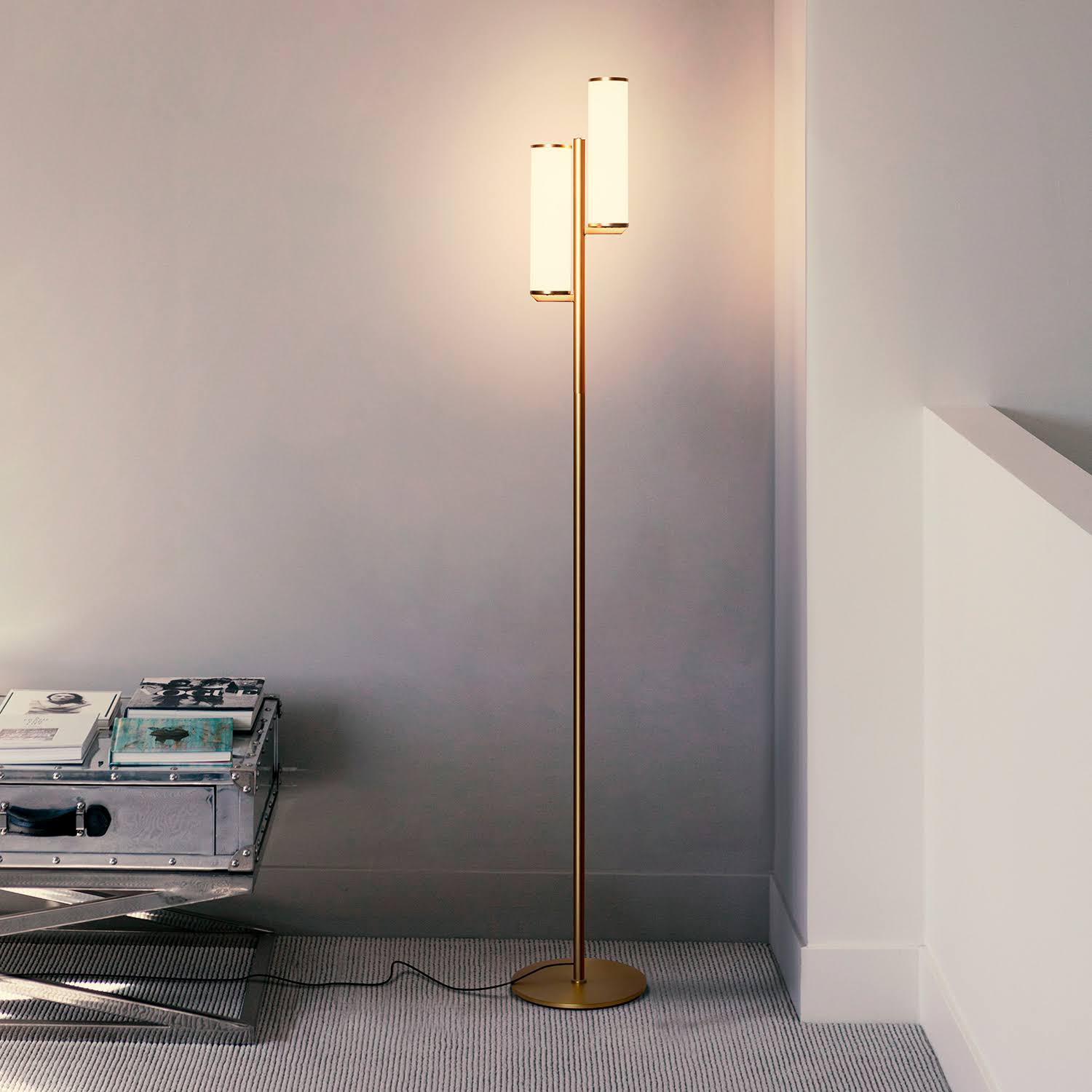 Brightech Gemini Mid Century Modern LED Light Lamp with 2 Dimmable Lights, Brass KG_ZBP8HWRE