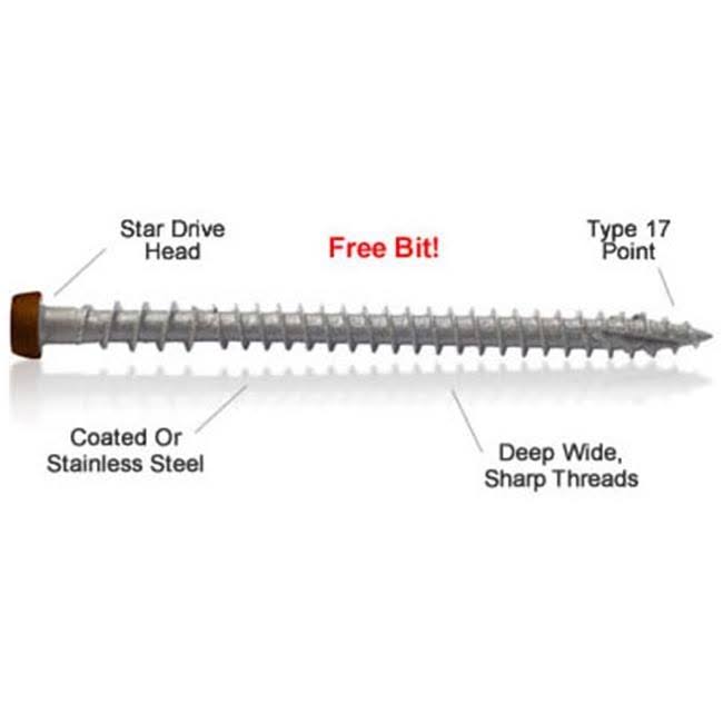 Screw Products CD234WB350 10 x 2.75 in. C-Deck Composite Acq Compatible Star Drive Deck Screws, Woodland Brown - 350 Count KU_QEWKOGQL