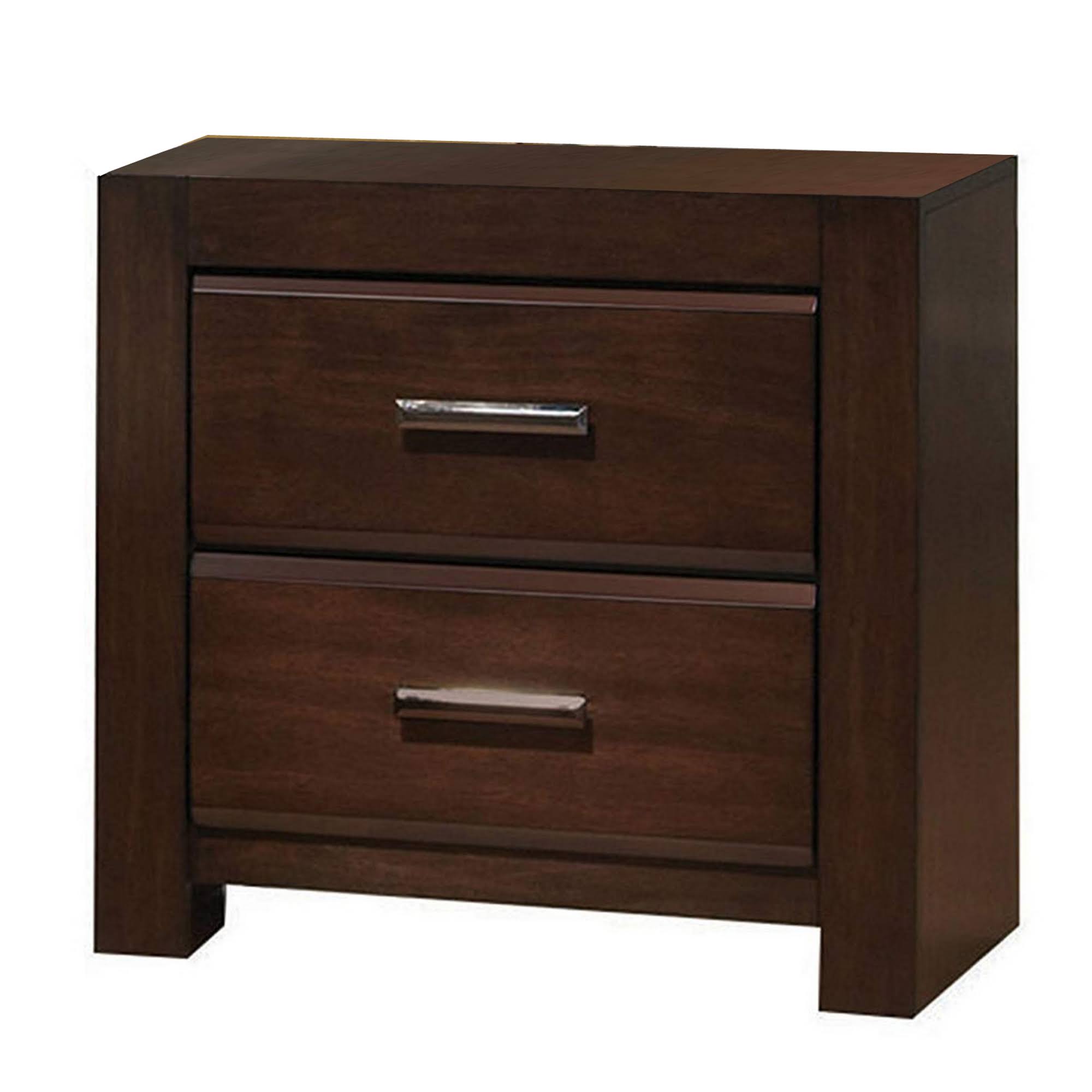 Benzara - Wooden Two Drawer Nightstand in Walnut Finish TC_KKCAEOYX Benzara - Wooden Two Drawer Nightstand in Walnut Finish TC_KKCAEOYX