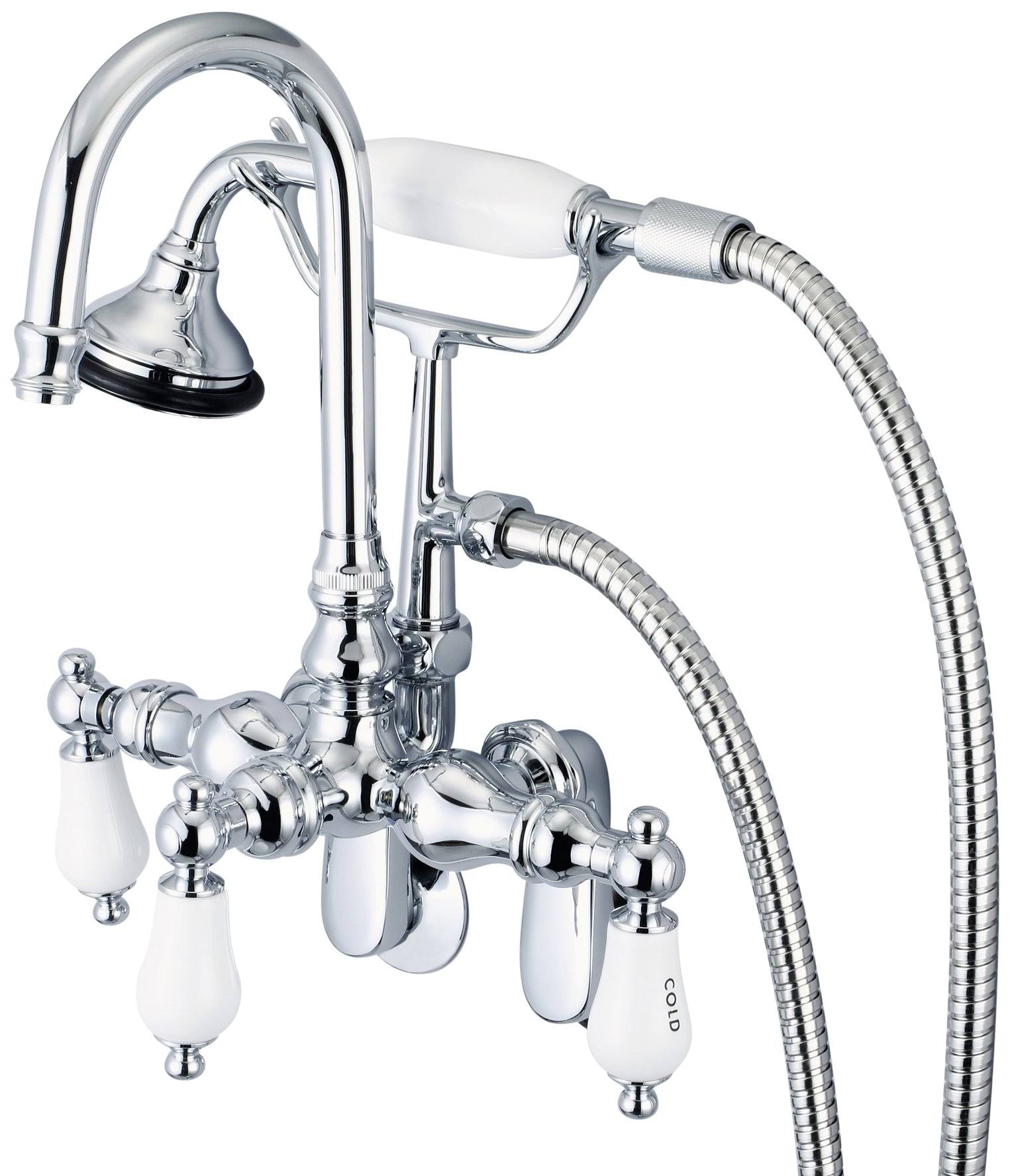 Water Creation F6-0011-01 Vintage Classic Adjustable Spread Wall Mount Tub Faucet with Gooseneck Spout, Swivel Wall Connector XB_DARCUACM