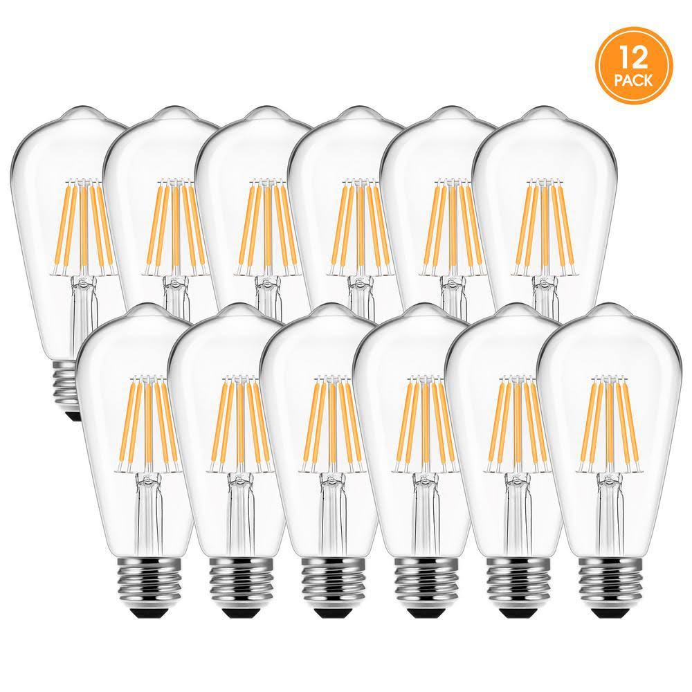 YANSUN UL Listed 60-Watt Equivalent ST58 Edison LED Light Bulb, Warm White 2700K (12-Pack) GI_7E7TMIVJ