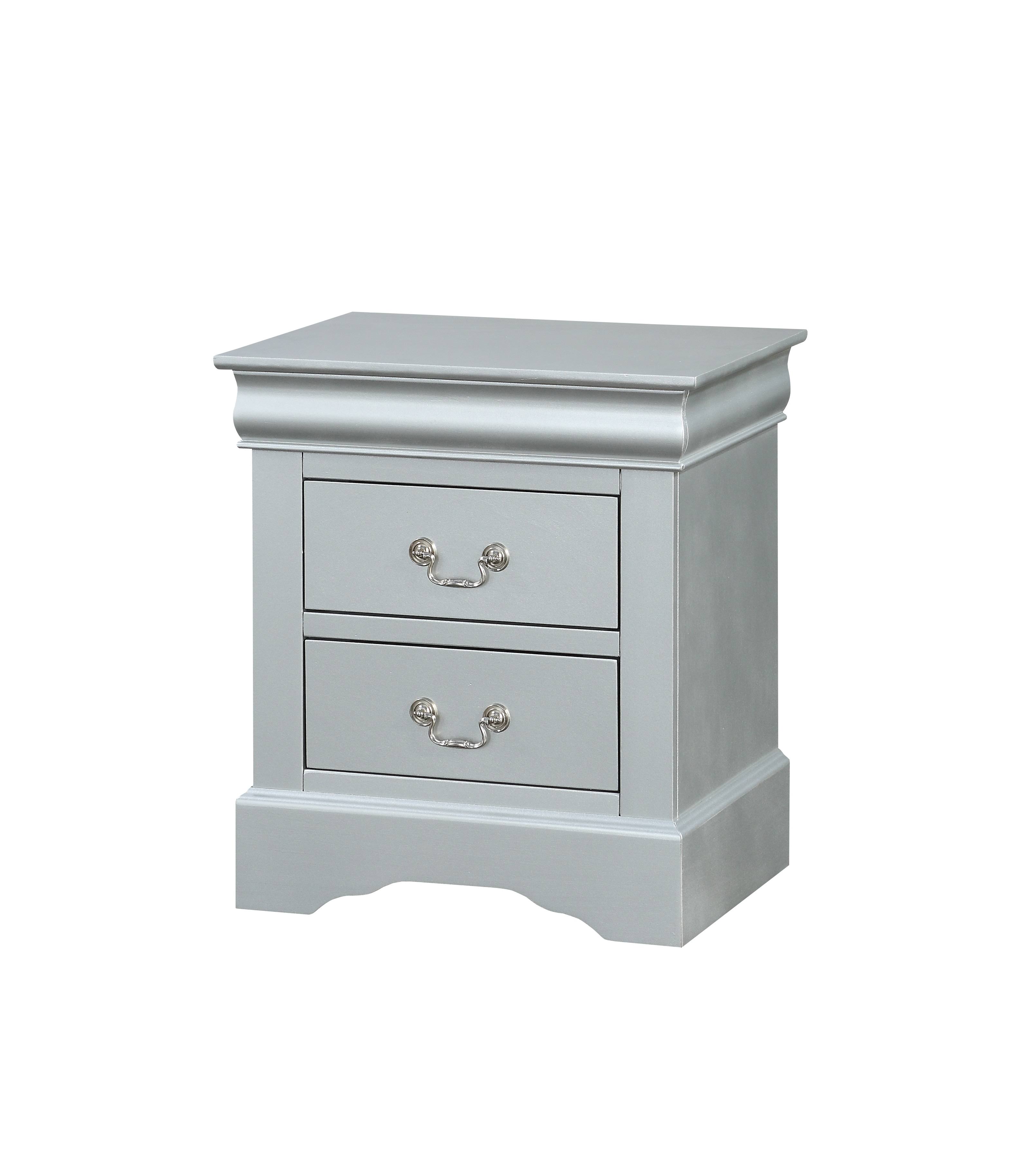 Acme Louis Philippe III Nightstand, Platinum BL_R2RBL2I5 Acme Louis Philippe III Nightstand, Platinum BL_R2RBL2I5