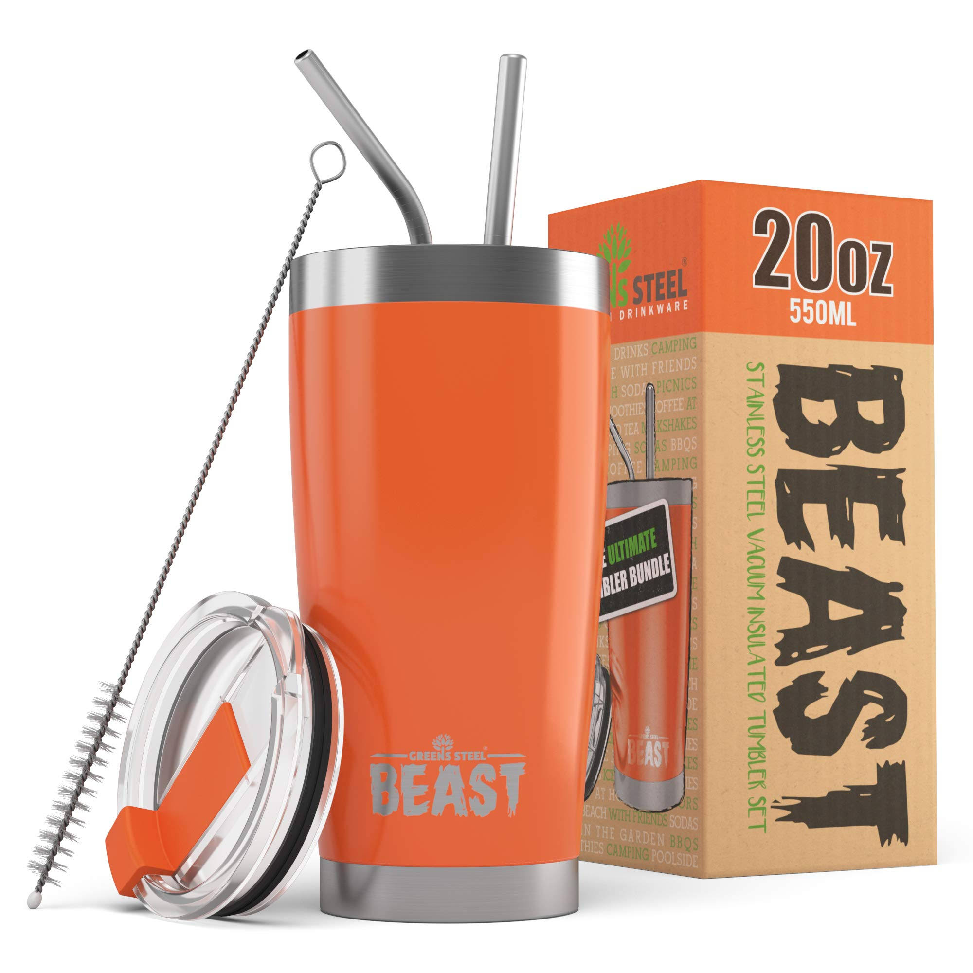 Greens Steel Beast 20oz Orange Tumbler - Stainless Steel Vacuum Insulated Coffee Ice Cup Double Wall Travel Flask, Coffee FM_K11RINJZ Greens Steel Beast 20oz Orange Tumbler - Stainless Steel Vacuum Insulated Coffee Ice Cup Double Wall Travel Flask, Coffee FM_K11RINJZ