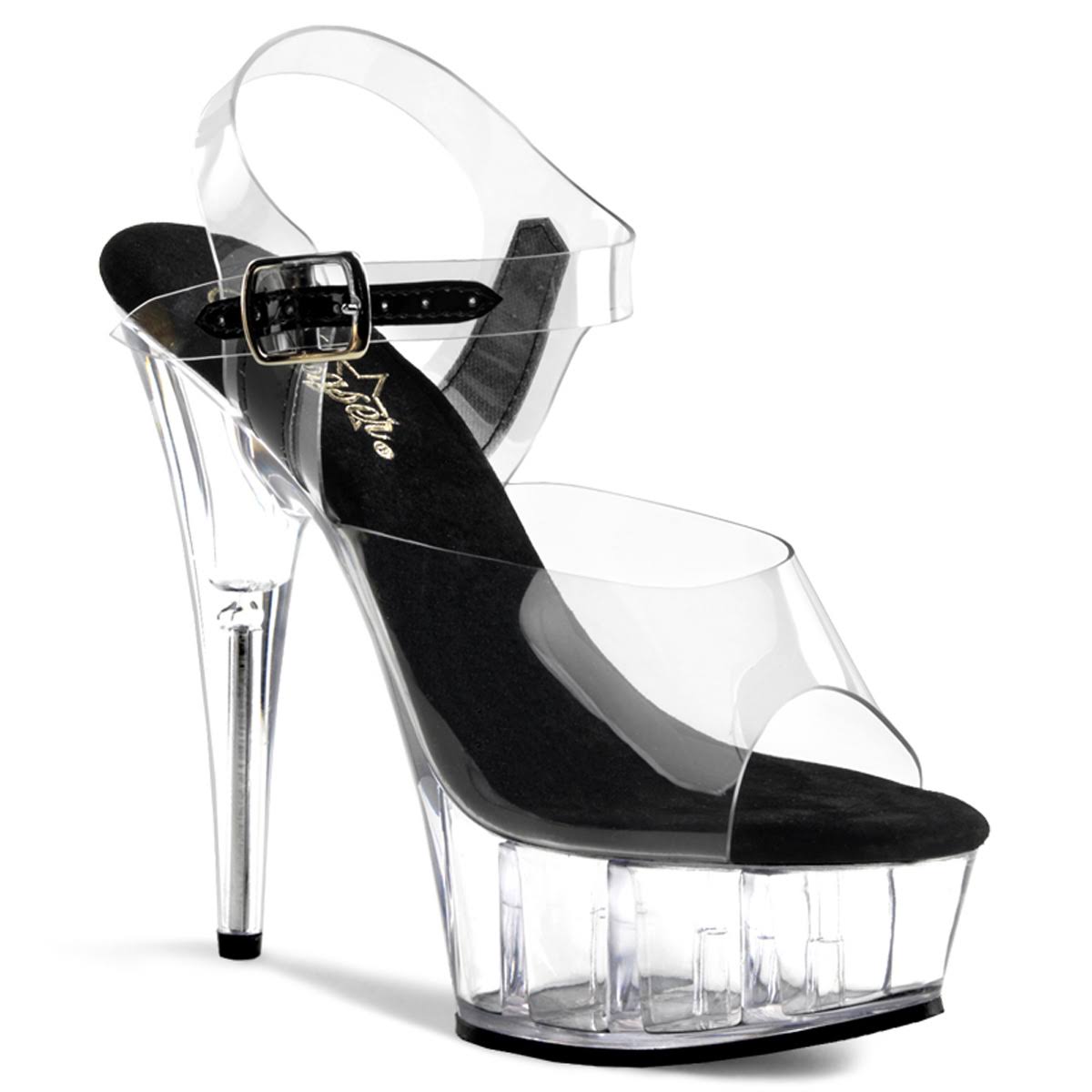 Pleaser - Delight-608 10 / Clear-Black/Clear NF_BXBZCZ4B
