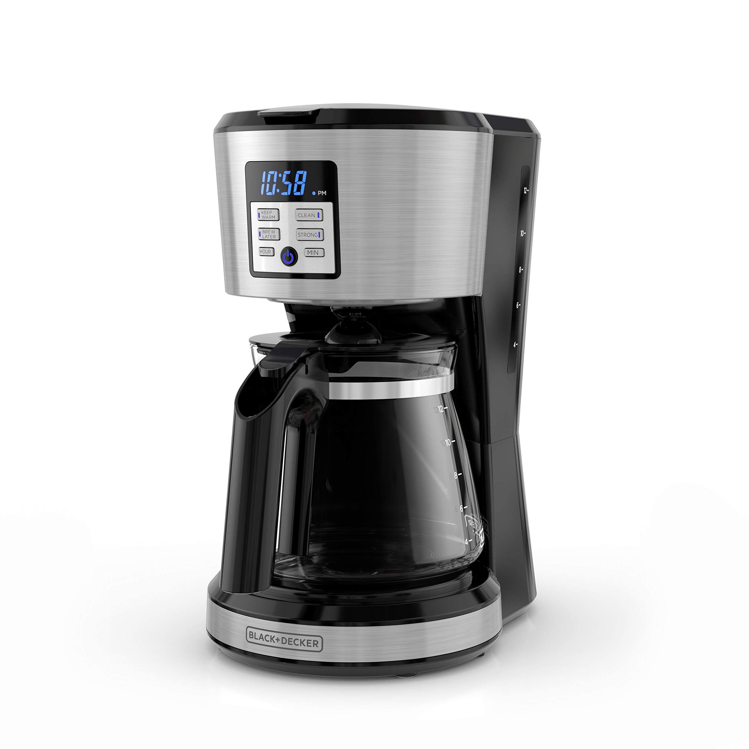 Black Decker 12-Cup Programmable Coffee Maker, Silver ET_MZQYEVZJ Black Decker 12-Cup Programmable Coffee Maker, Silver ET_MZQYEVZJ
