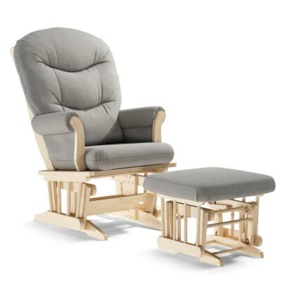 Adele Glider Chair with Ottoman Dutailier Cushion Color/Frame Finish 3124B Light Gray/Natural FW_UDVLQAJY