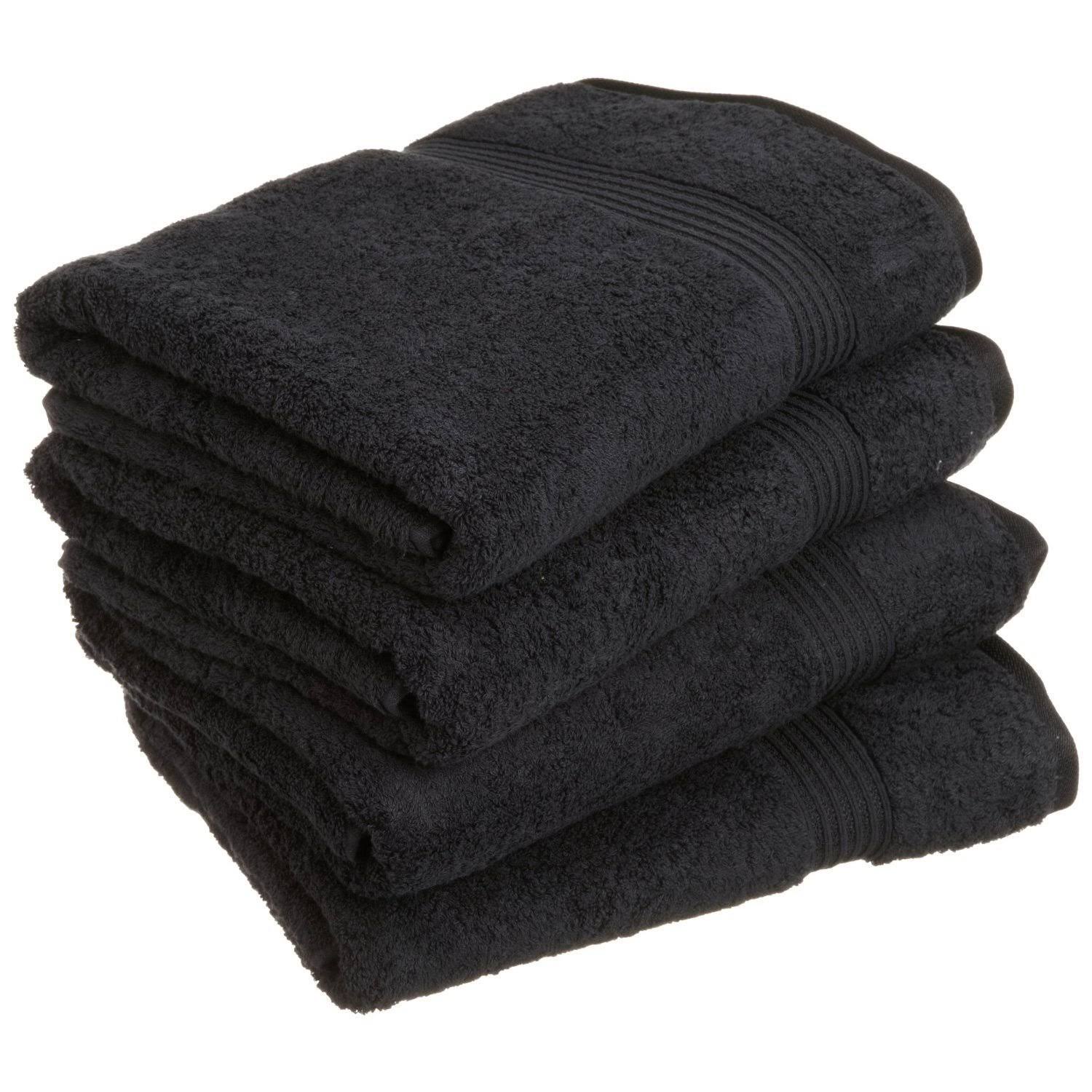 Superior 4-Piece Bath Towel Set, Long-Staple Combed Cotton, Black UY_7HRSB9CY